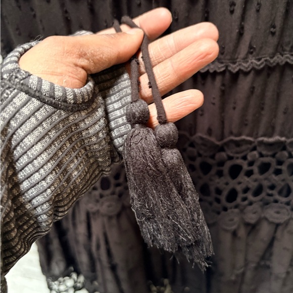 Free People | "Cruel Intention" Boho Crochet Lace Mini Dress - 6, Black FLAW - Picture 5 of 11